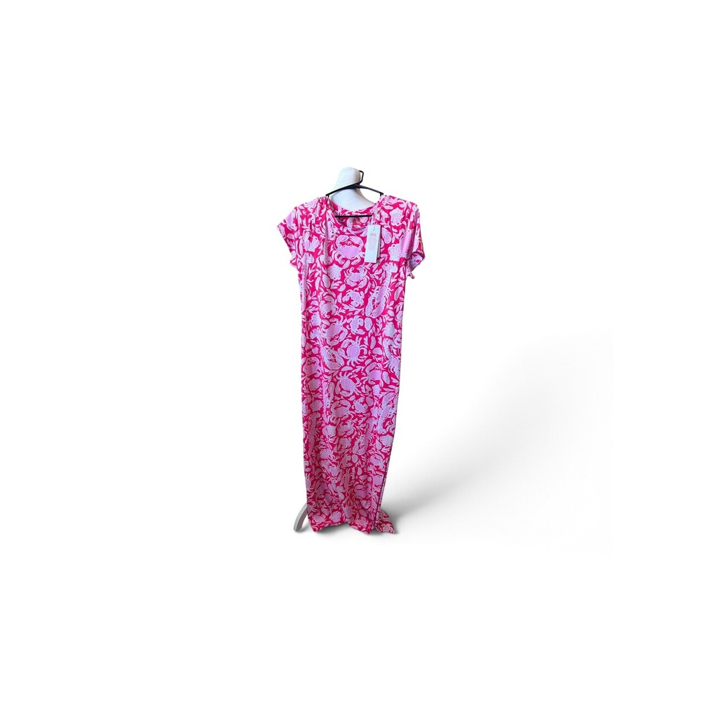 Lilly Pulitzer Kaden UPF 50+ Maxi Dress Pink Cane Coral Crab ChillyLilly L